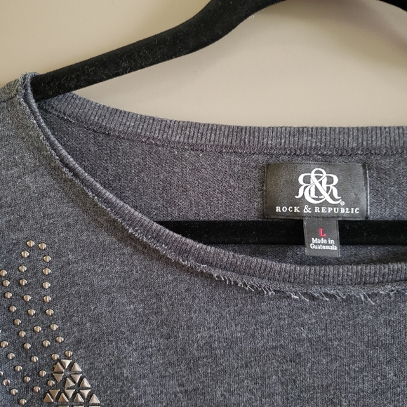 Rock & Republic Free Bird Studded Sweatshirt Large - Picture 5 of 10